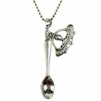 alien spaceship mini tea snuff spoon pendant necklace for women camera snowman peace sign skull fox choker gift bijoux jewelry