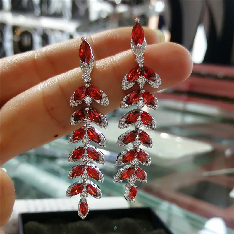 Роскошный цветок с кубическим цирконием AAA великолепные свадебные серьги