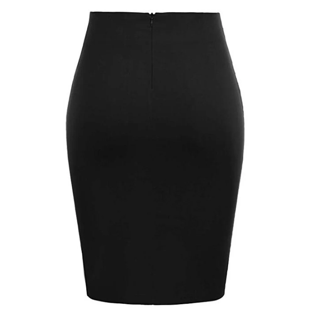 Женская юбка с высокой талией черная Повседневная офисная для работы