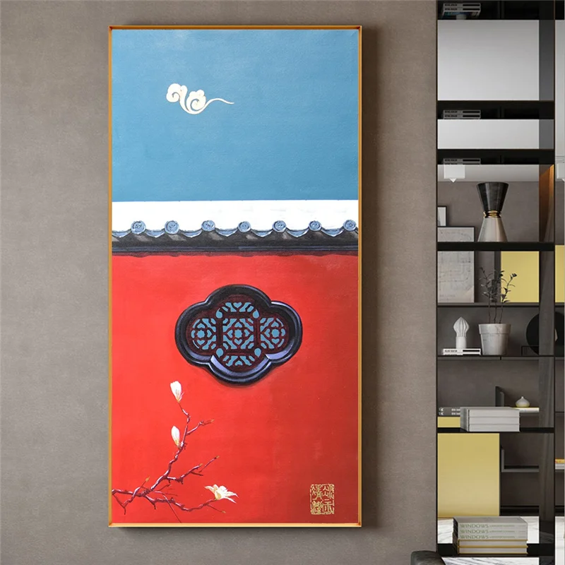 

Chinese Style Vintage Red Wall Canvas Poster The Imperial Palace Landscape Wall Art Print Painting Picture For Living Room Decor