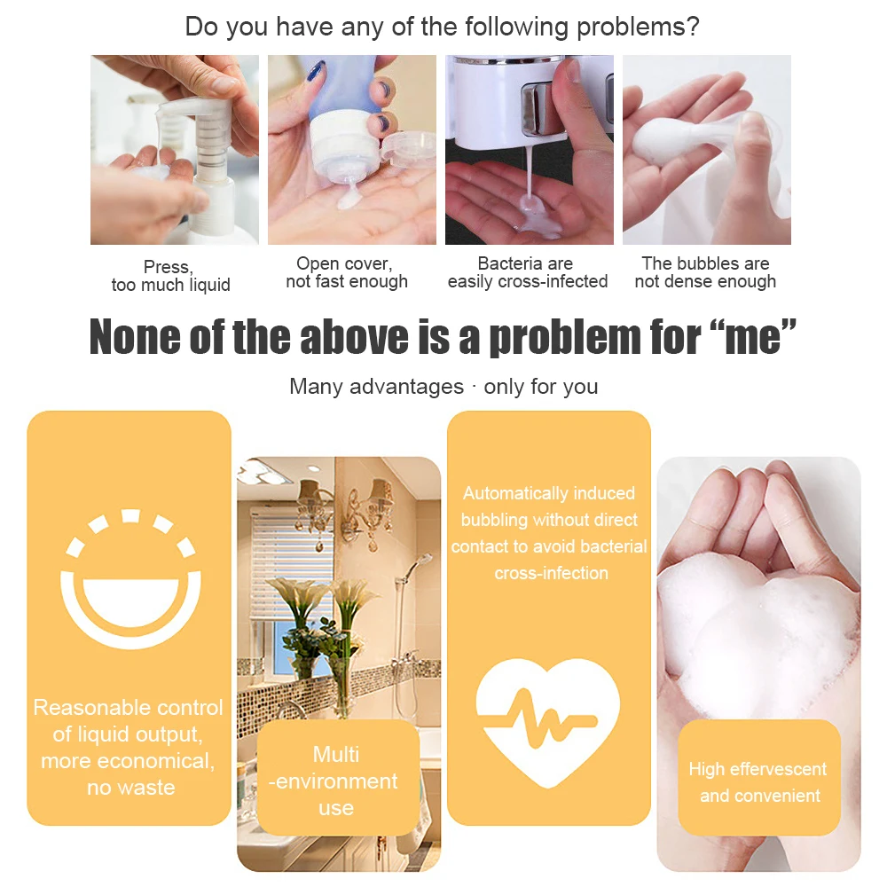 

New Mini White Liquid Soap Dispenser Automatic Induction Sensor Touchless Hand Washer Shampoo Dispenser For Kitchen Bathroom