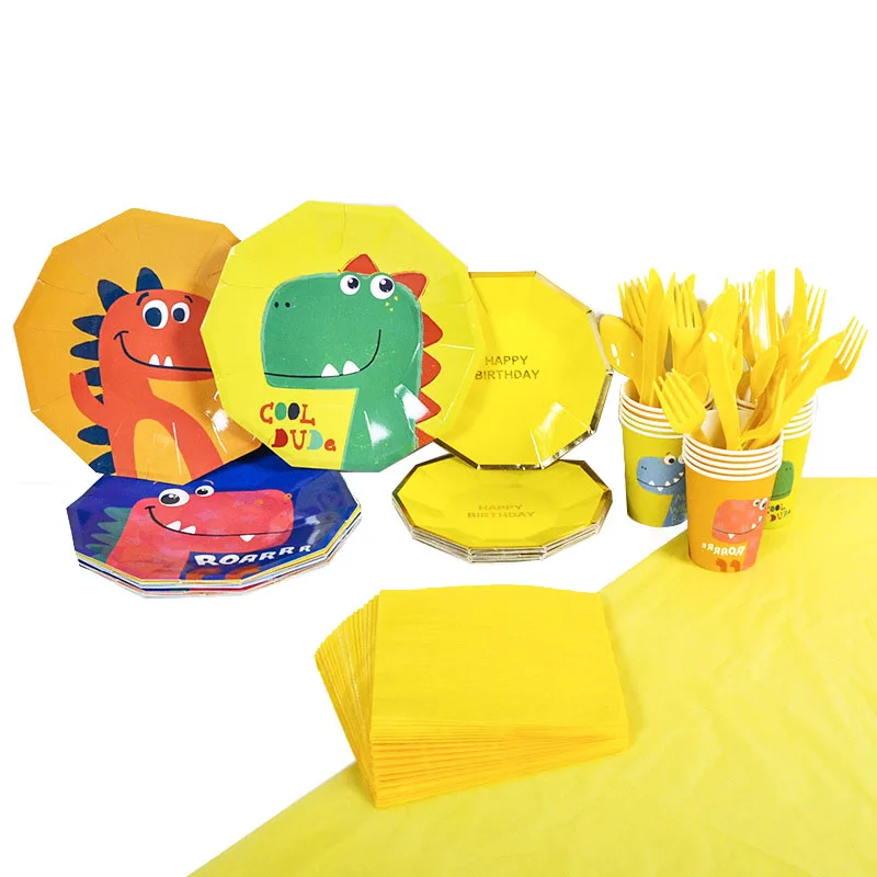 Вечерние одноразовые столовые приборы с динозавром Тематический Парк Юрского