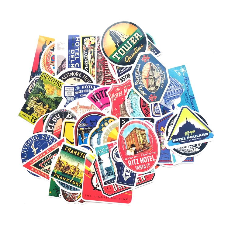 50 шт. Ретро стиль дорожный логотип отеля Париж Рим наклейка для багажа ноутбука