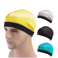 new fashion unisex silky dome cap wide band stretchy wig cap soft and comfortable breathable elastic turban hat headwear bonnets