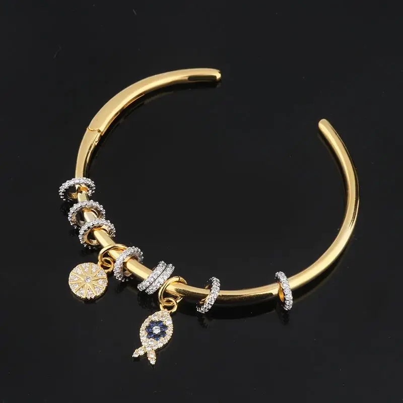 

Золотисто-желтые Открытые Браслеты Lucky Fish из стерлингового серебра S925 пробы, Женский Забавный корейский поп-банкет, подарок на день рождени...