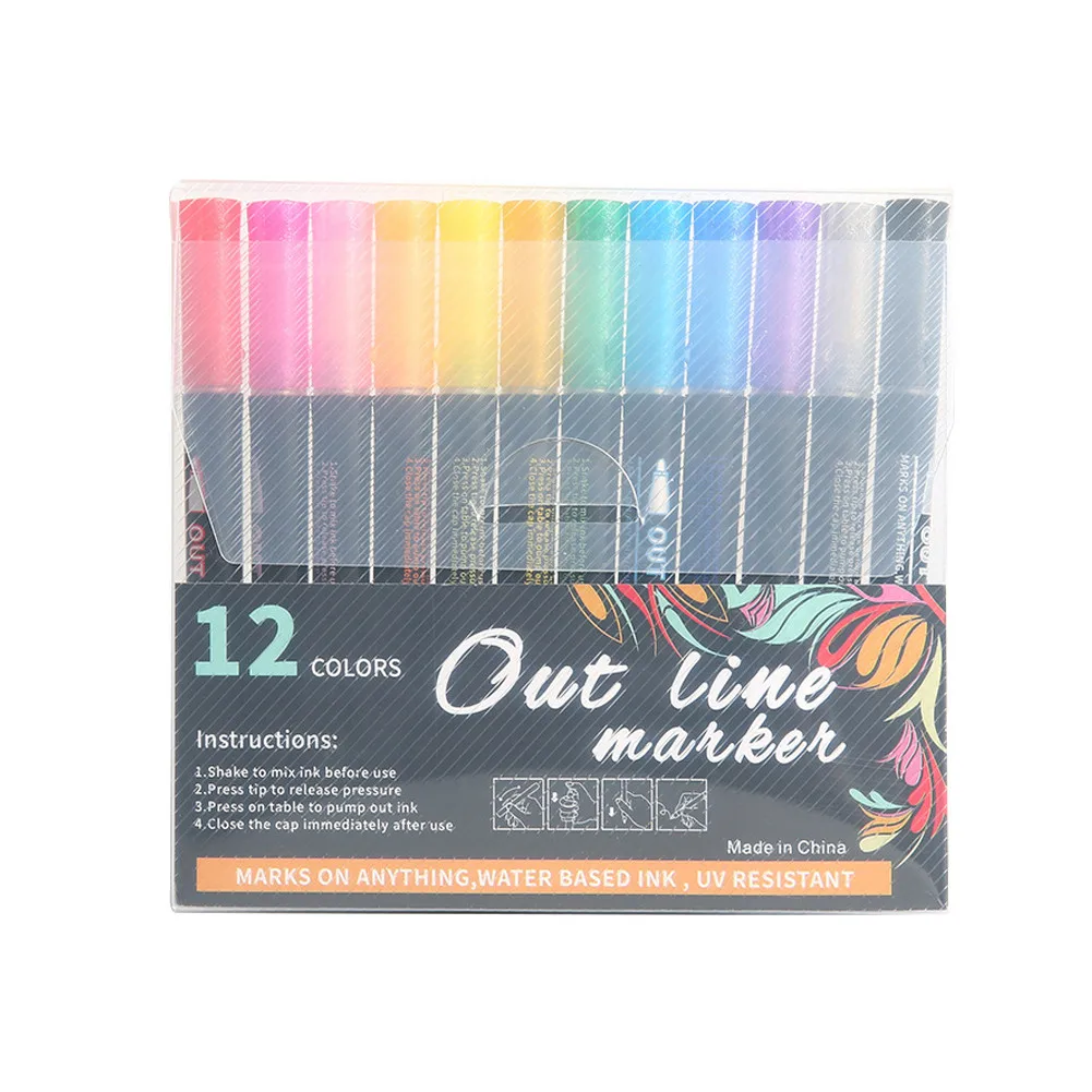 

12 Marker Pen for Highlight Painting Kit for Painting Rocks Pebbles Glass Water Based Waterproof Acrylic Paint Pen THIN889