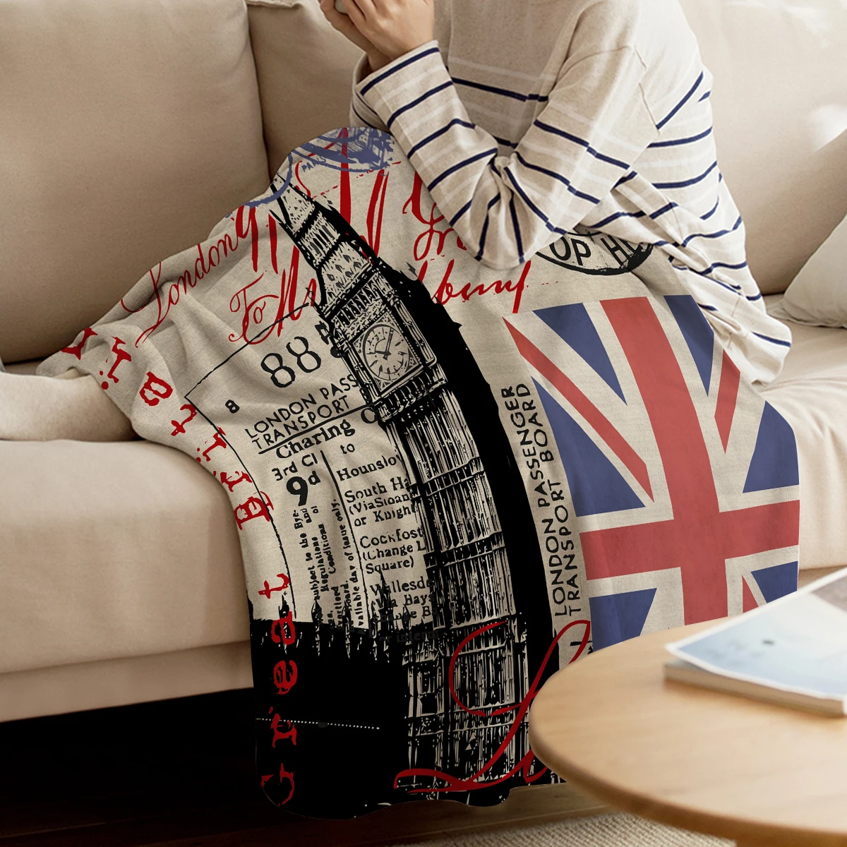 Лондонское большое дизайнерское одеяло теплое из микрофибры фланелевое