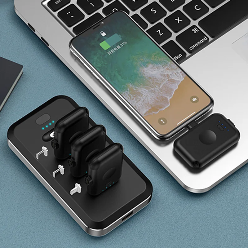 Black 4 шт. Мини Магнитный внешний аккумулятор для iPhone, Android, Тип C, портативный светодиодный светильник, магнитное зарядное устройство, внешний аккумулятор для Xiaomi, huawei, samsung - Цвет: Black