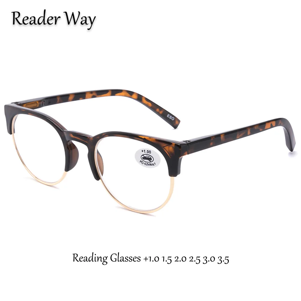 

High Quality Half Frame Reading Glasses with Metal Rim Durable Reader Eyewear Presbyopic Eyeglasses +1.0 1.5 2.0 2.5 3.0 3.5