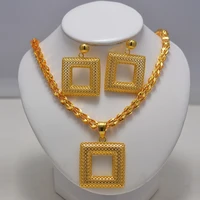 wando dubai jewelry sets for women gold color ethiopian pendant necklaces earrings middle eastern arab african wedding jewelry