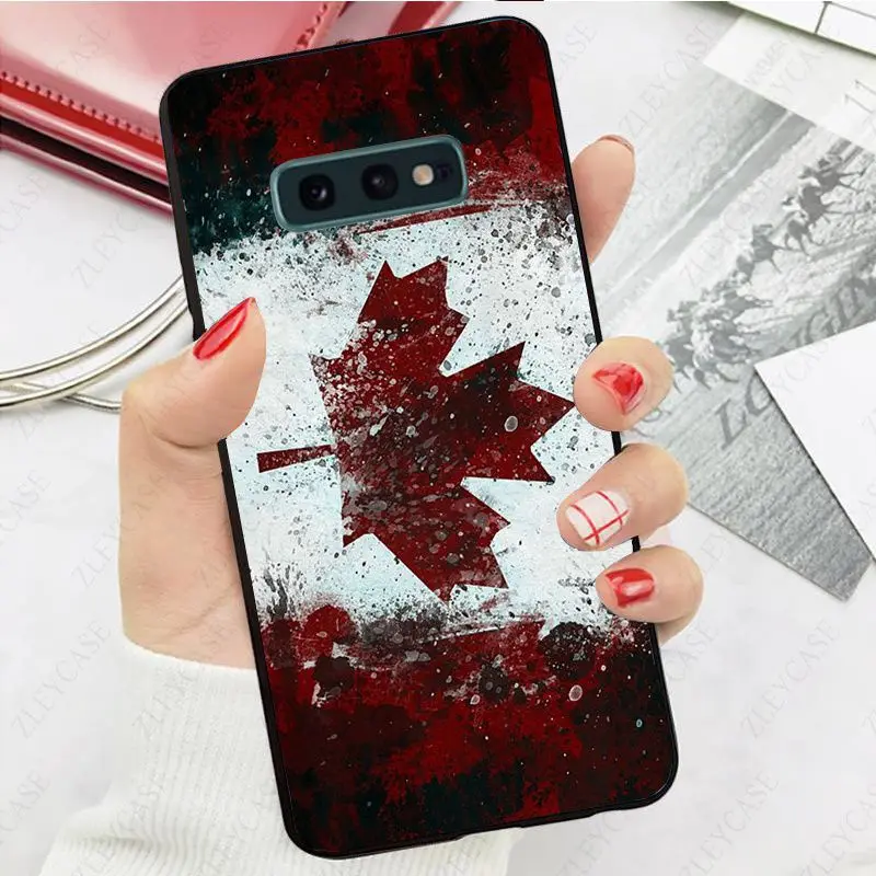 Черный чехол для телефона с канадским флагом samsung galaxy s10plus s10e s10lite s9 s8plus s20plus s7 s6edge
