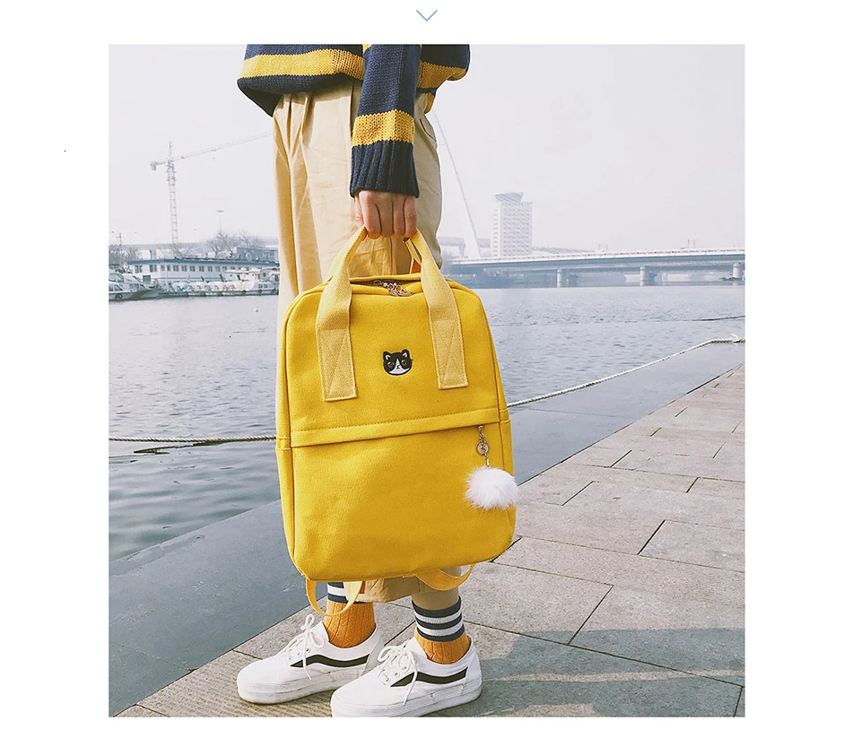 TTOU, японский и корейский стиль, Harajuku, милый, вышивка, кошка, корона, холст, рюкзак, прекрасный, консервативный стиль, ранец, школьная сумка для девочек