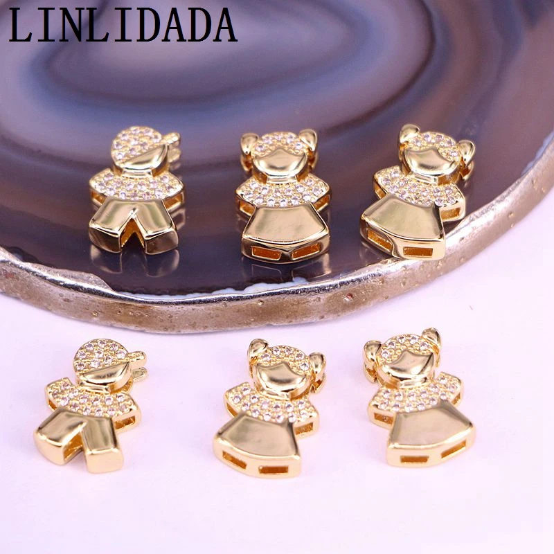 

Подвеска с фианитом нового дизайна, 10 шт., подвеска в форме девушки/мальчика с фианитом, аксессуары, оптовая продажа