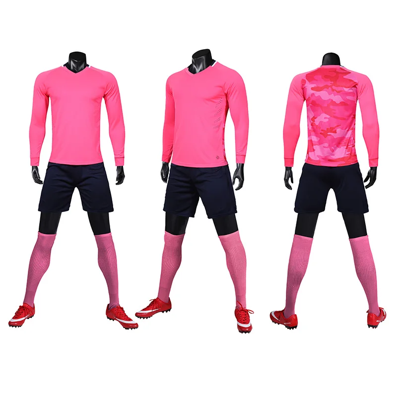 Мужской Розовый футбольный костюм с длинным рукавом зеленая Футбольная форма