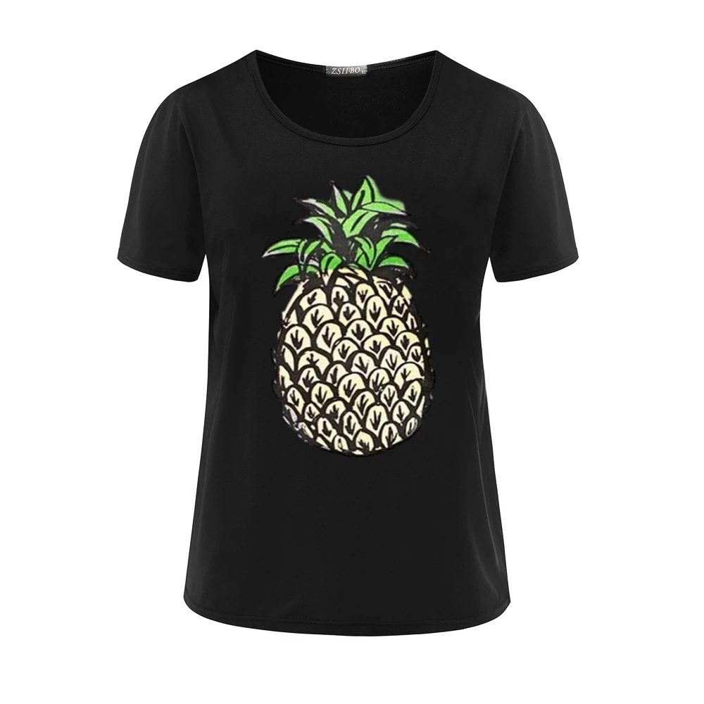 

T shirt women fashion pineapple printing tshirt o collar short sleeve Summer Lady Short Casual Clothing Tops Female T Shirt