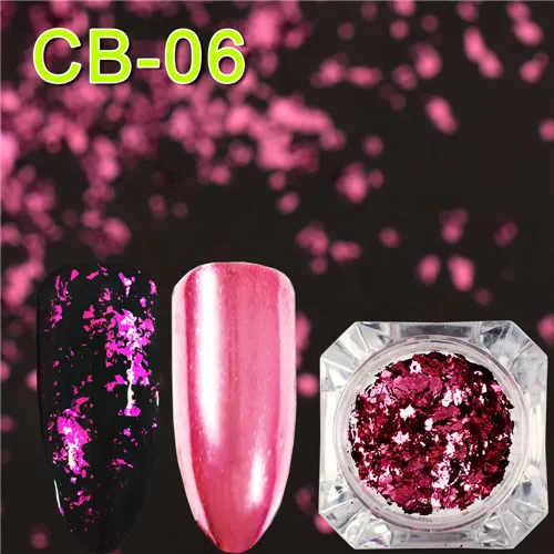 CB06 1 шт голографический блестящий для ногтей порошок пыль Золотой Серебристый неправильной формы хлопья фольга блестки для украшения ногтей маникюр BECB01/02 - Цвет: CB06