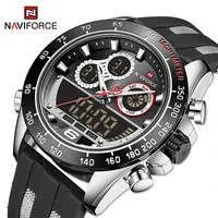 naviforce luxury mens quartz wristwatch military digital alarm chronograph sport male watches silicone strap waterproof clock