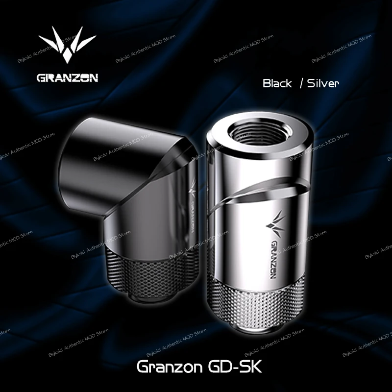 Byksk Granzon GD-SK,360 Degree Freely Rotary Fittings,G1/4'' Split PC Water Cooling Connector,Double Joint Adapter SIlver Black