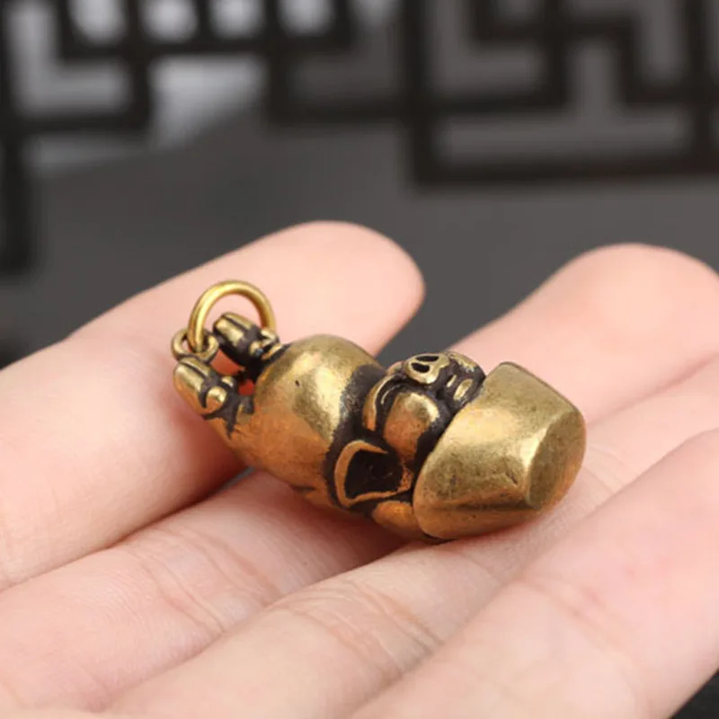 Чистый латунный ручной работы китайский 12 Зодиак счастливый богатый брелок на