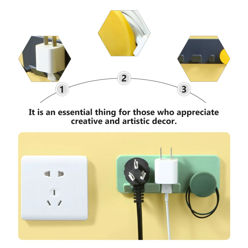 

4PCS Plug Power Cord Fixed Hook Household Sticky Hook Storage Rack(Random Color)