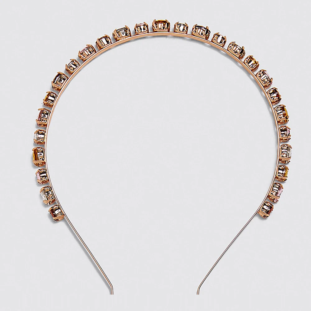 Za Мода горный хрусталь Hairband для женщин брачный венец головная повязка Кристальный обруч для волос резинки для волос аксессуары вечерние подарок оптом - Окраска металла: 02