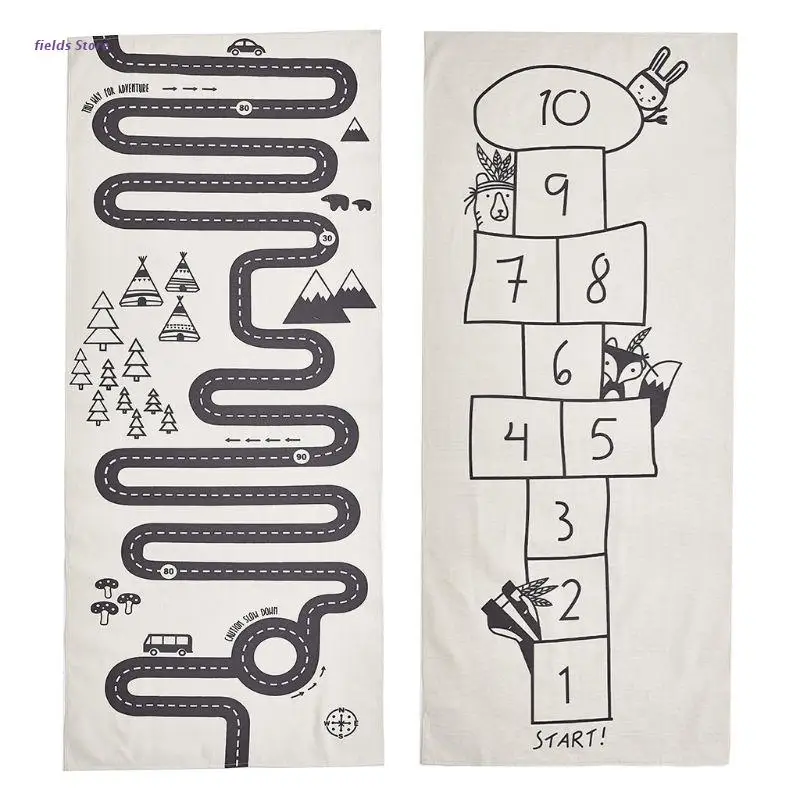 

Детский коврик для ползания с автомобилем, детский коврик для приключений, ковер для спальни, гостиной, Забавный хлопковый игровой коврик, о...
