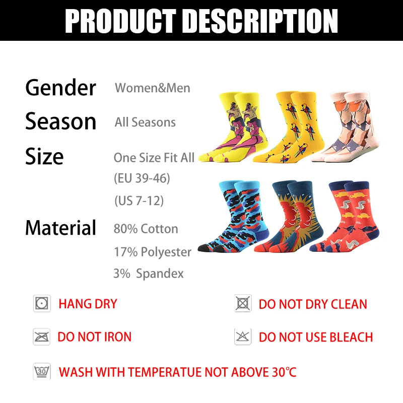 

Novelty Skateboard Avocado Flamingo Cartoon Streetwear Kawaii Cotton Socks Happy Women Men Winter Warm Funny Cute Socks