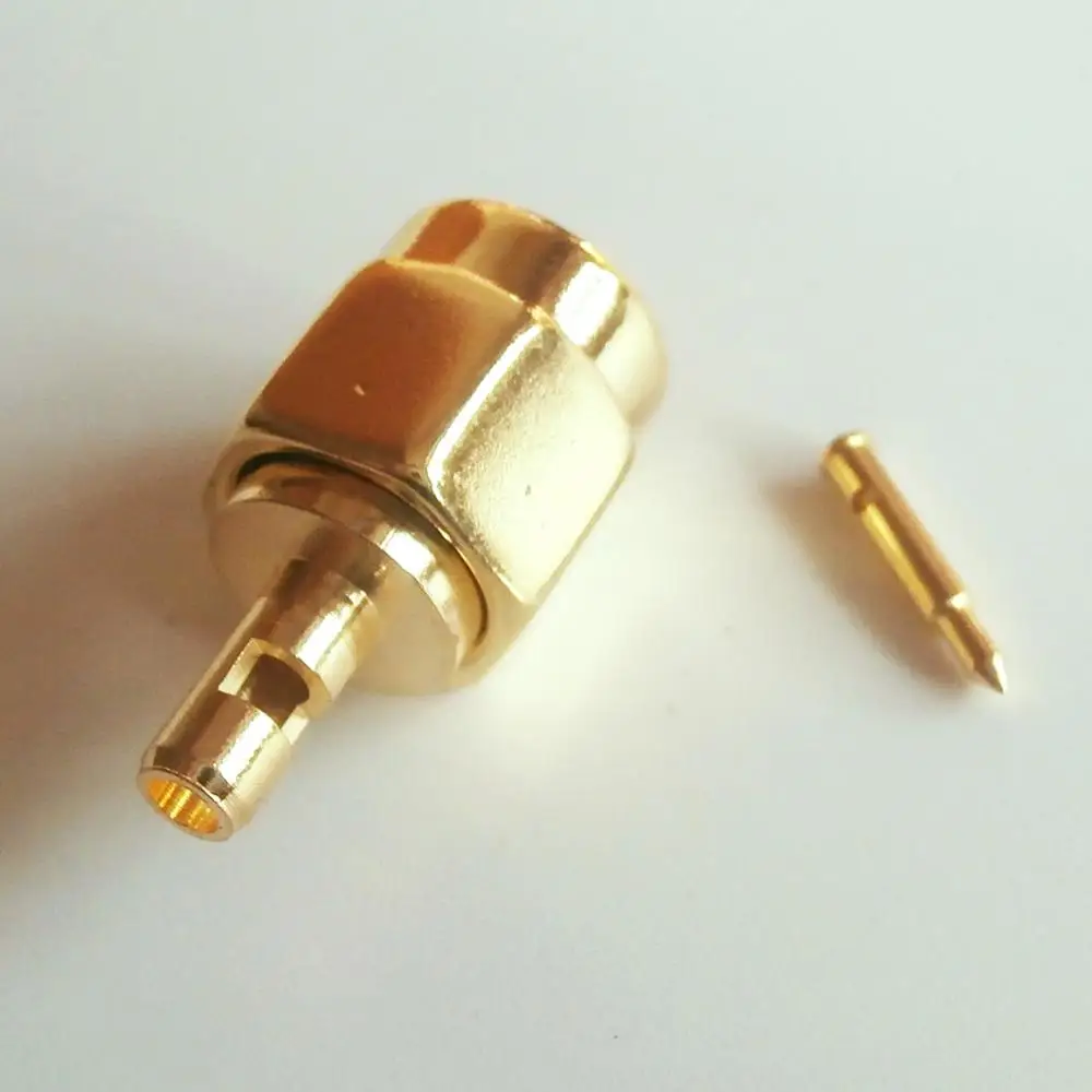 1X Штекерный разъем SMA, оконная Пайка для кабеля RG178 RG196, коаксиальные латунные позолоченные прямые RF адаптеры
