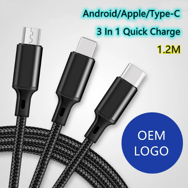 

USB-кабель 3 в 1 для Huawei iPhone 13 12 11 Pro 3 в 1