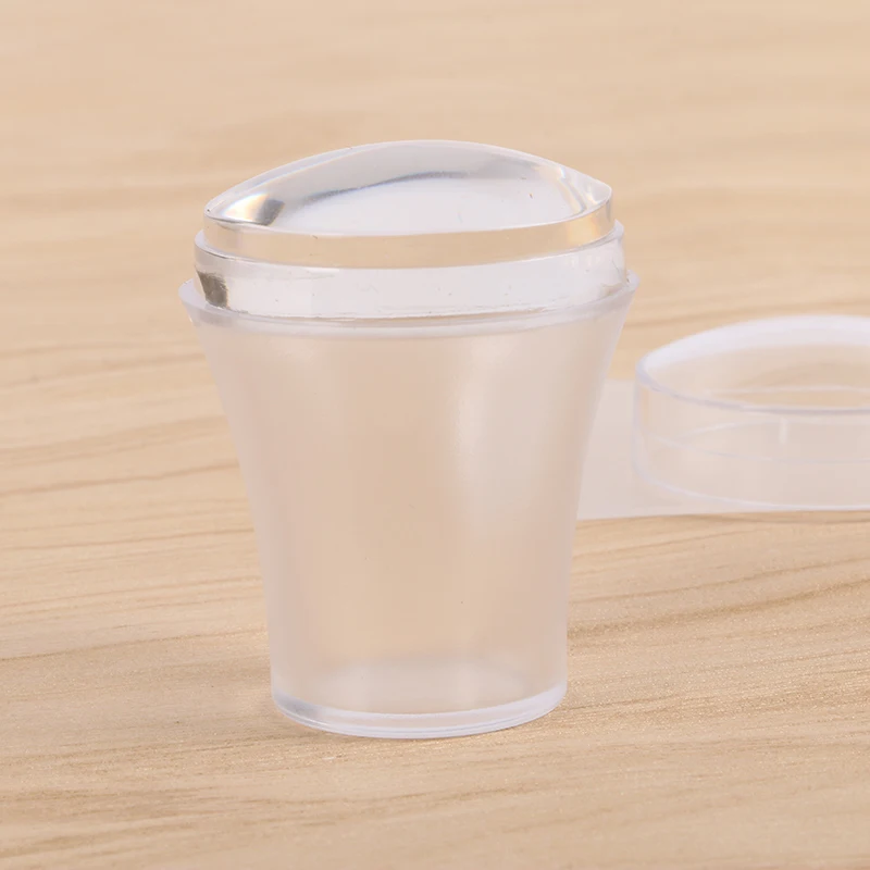 

4cm Big Clear Jelly Nail Art Stamper Scraper with Cap Silicone Stamp Stamping Polish Printing Transfer Template Manicure Tools
