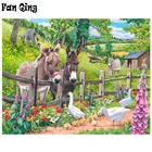 Алмазная живопись 5D DIY, Алмазная мозаика с осликом и гусиным камнем, квадратныекруглые стразы для домашнего декора