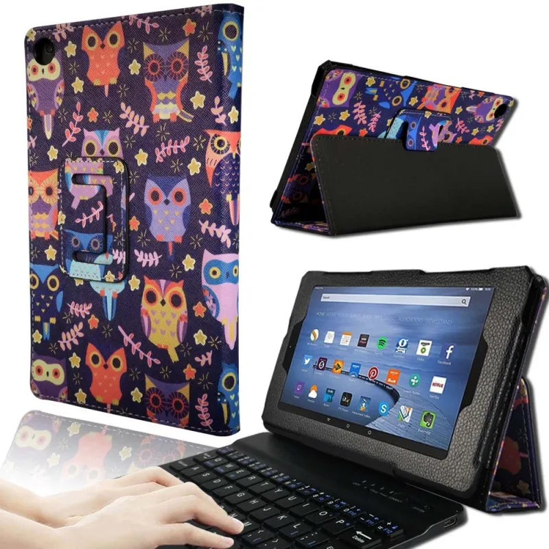 KK& LL для Amazon Fire HD 8(6 7 8-го поколения, выпуск-Bluetooth клавиатура планшет кожаный Стенд чехол-книжка