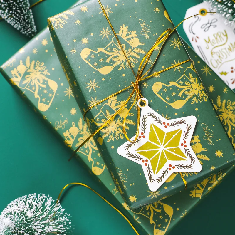 Roll New Year Holiday Gift Wrapping Paper Black Gold Wrappin