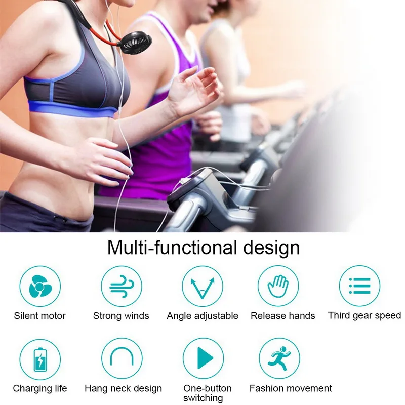 Портативный шейный вентилятор с Usb перезаряжаемой батареей двойной ветровой