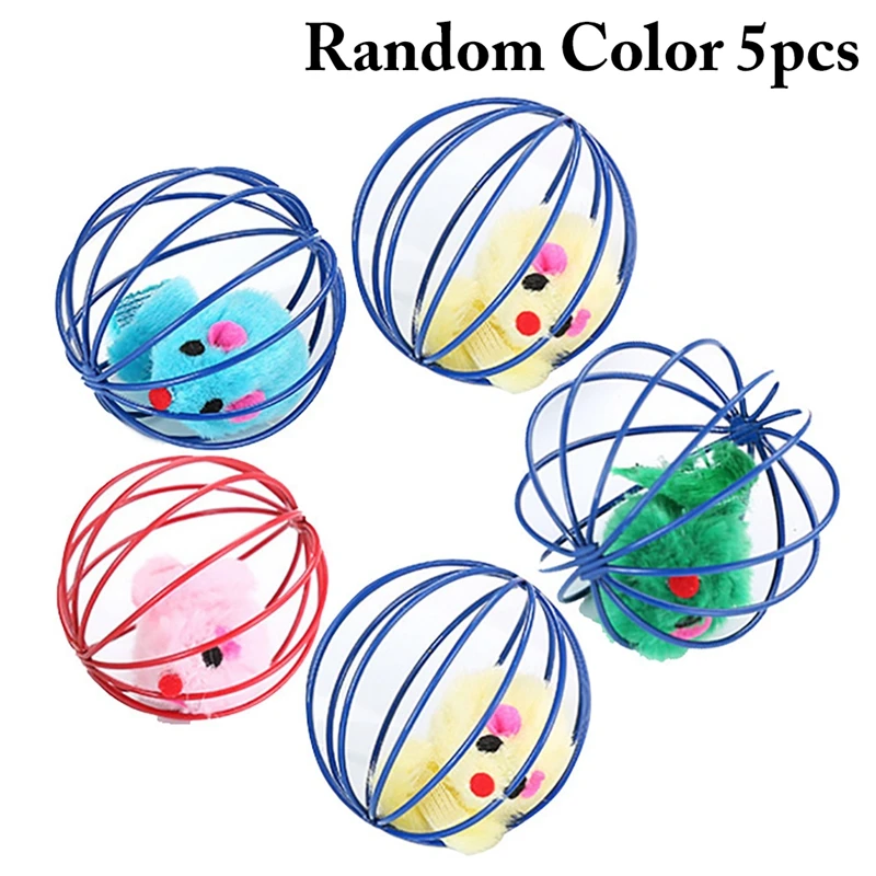 

5pcs Cat Toy Ball Toy Hollow Mouse in Ball Random color Kitten Play Ball Cats Jingle Ball Cat Toys Pet Supplies