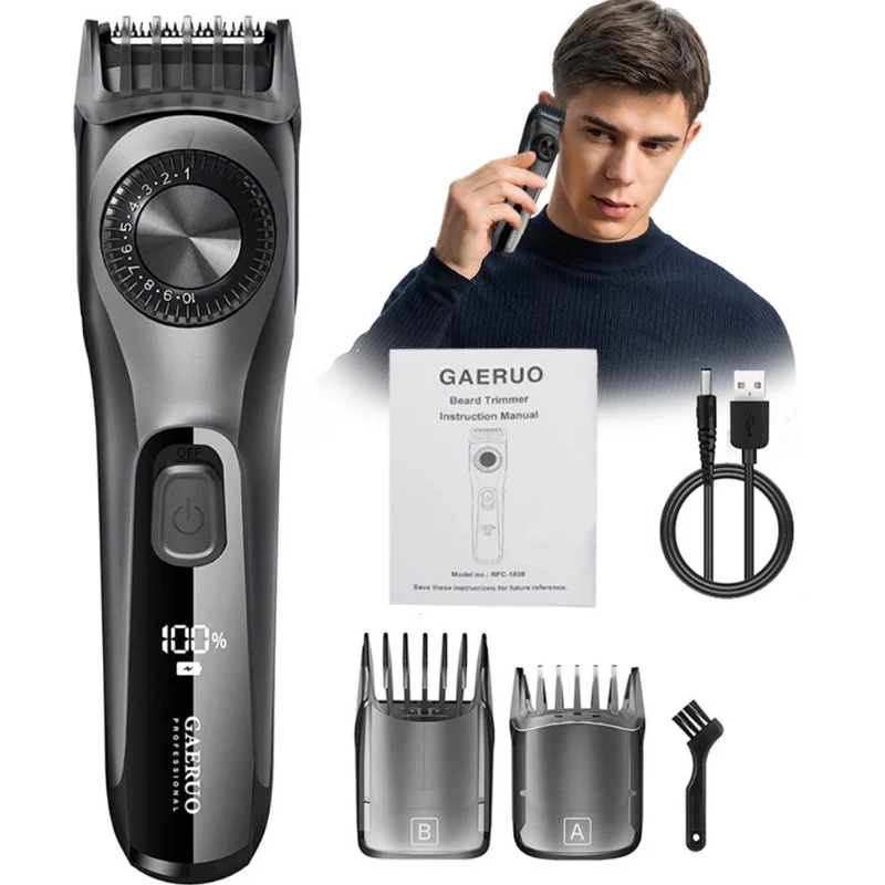 

Adjustable Beard Trimmer for Men Professional Mens Hair Trimmer with 2 Combs