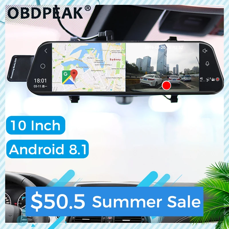 Автомобильный видеорегистратор 1080P 10 дюймов 4G Android 8 1 ADAS автомобильная камера GPS