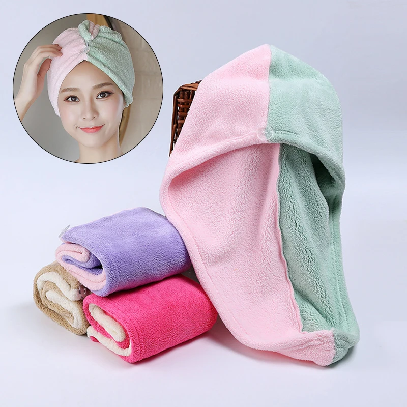 

Абсорбирующее полотенце для сухих волос, шапка для сушки волос, полотенце для сухих волос из кораллового флиса для душа, быстросохнущая бан...