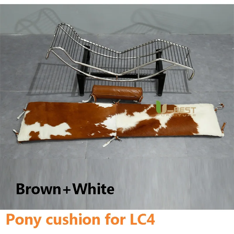 

Free shipping U-BEST replica LC4 chaise pony leather cushion,brown and white color pony leather seating washer