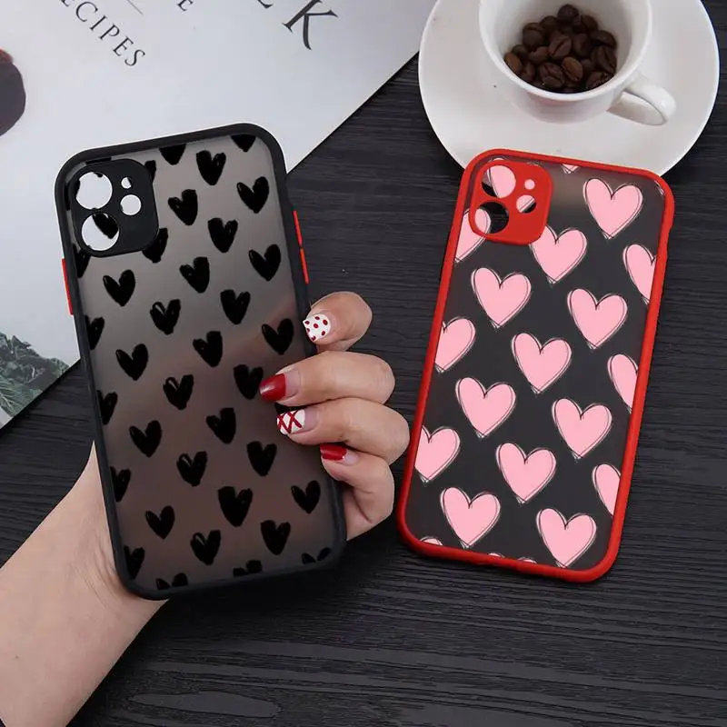 

pink simple love Cute cartoon Phone Case matte transparent For iphone 7 8 11 12 plus mini x xs xr pro max cover