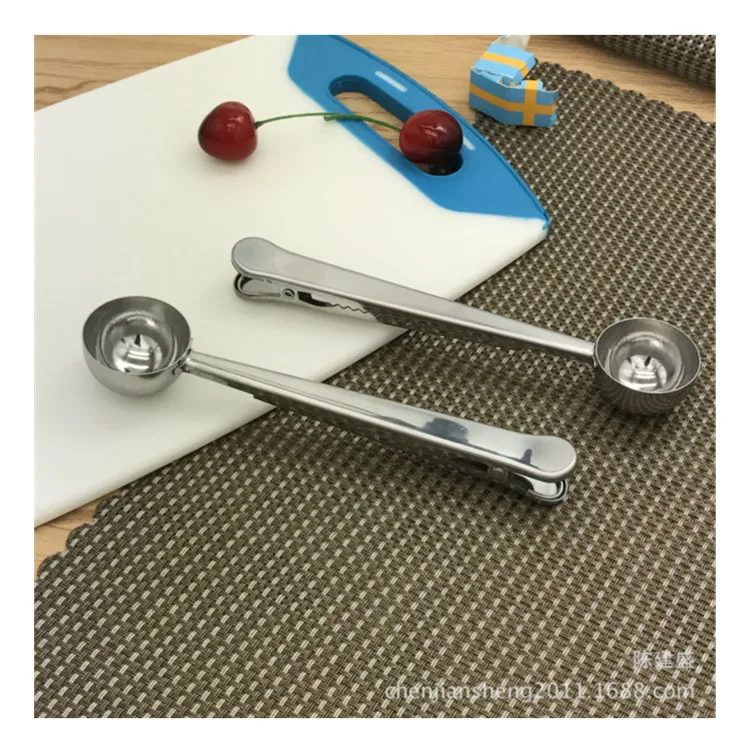 

2PCS Multifunction Kitchen Supplies Coffee Scoop With Clip Stainless Steel Tea Coffee Measuring Cup Coffee Scoop Spoon