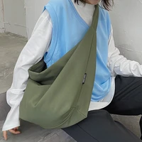 new canvas shoulder bags women casual handbags solid color large totes women bag simple female messenger bag