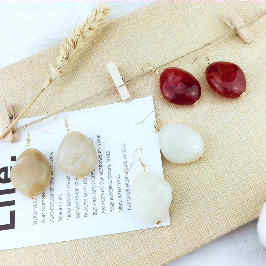 Серьги-подвески женские FYJS светло-желтого цвета золотого из камней правильной