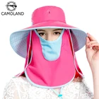 Панама CAMOLAND Женская, дышащая, сетчатая, с защитой от ультрафиолета, 2 в 1, женские солнцезащитные пляжные шляпы
