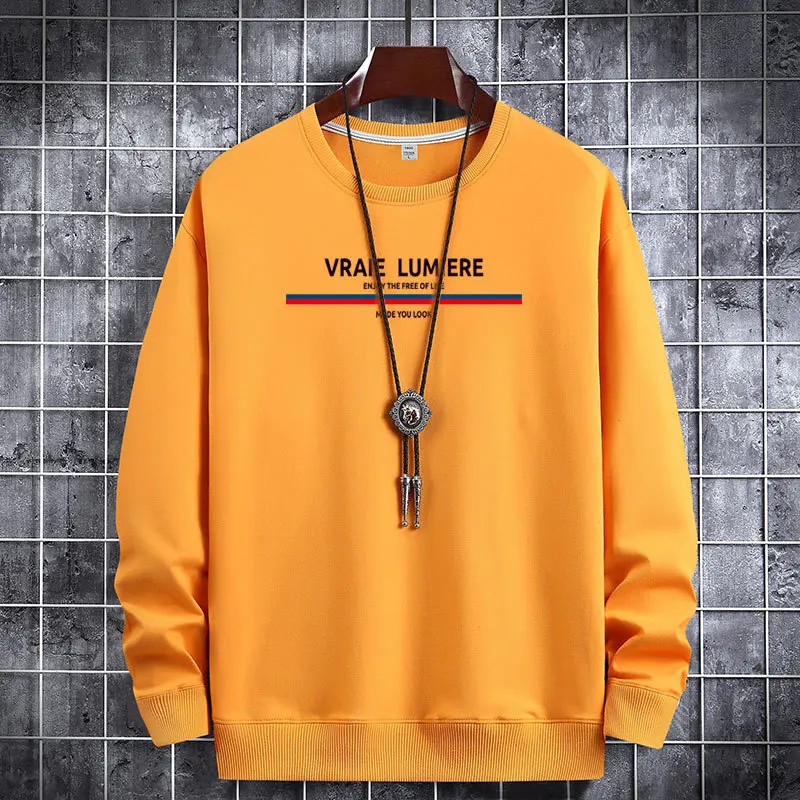 

2021Autumn Winter New Casual Simple Solid Color Round Neck Sweater Big Size S-5xl Loose All-match Elastic Men Tops Free Shopping