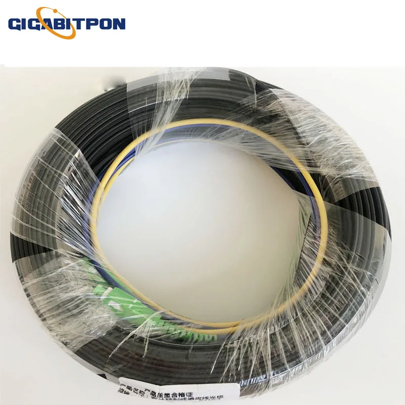 Single-mode SC APC ftth outdoor drop fiber optic cable 50M 100M 200M, with 4 connectors free shipping
