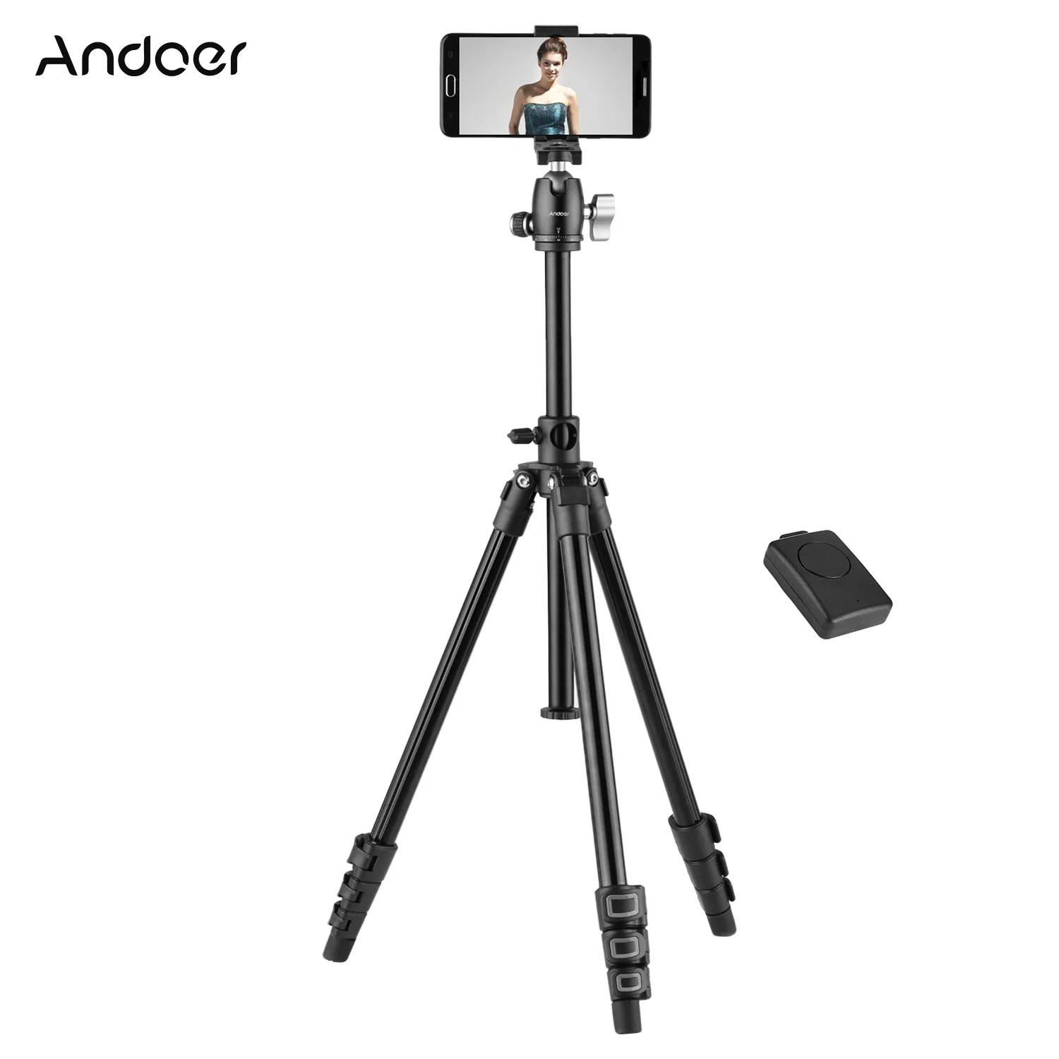 

Andoer Q160H Camera Tripod Travel Tripod 360 Degree Ball Head Remote Control for DSLR Cameras Smartphones for Canon Nikon Sony