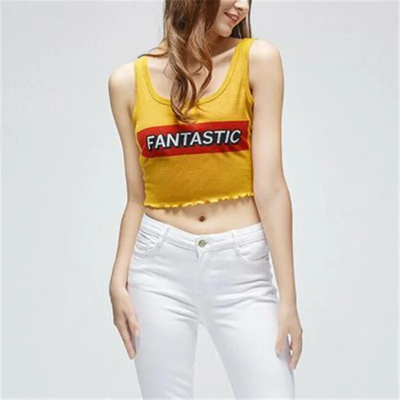 Женские сексуальные летние майки Новые однотонные облегающие топы с буквенным