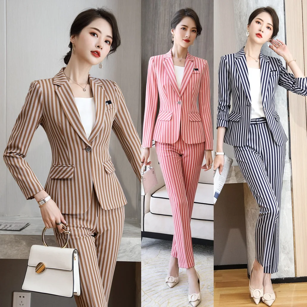 Модные Формальные брючные костюмы для женщин деловые одежда работы женский