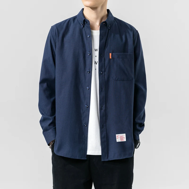 Рубашка мужская с длинным рукавом модная Повседневная блуза квадратным вырезом